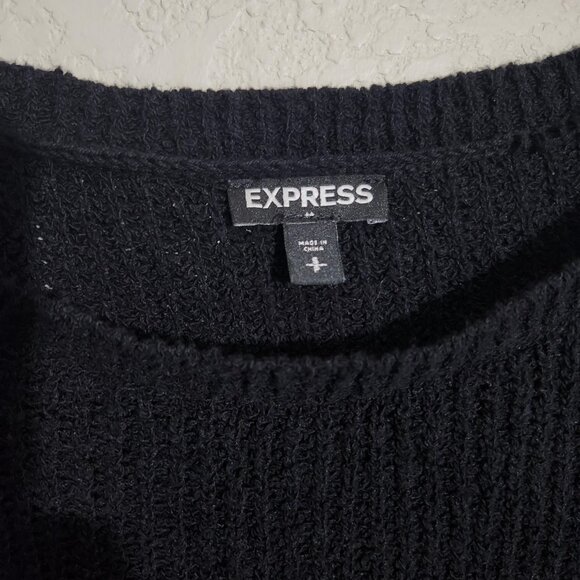 Express Sweater Womens Small Black Ribbed Knit Pullover Round Hem Cozy Soft - Picture 2 of 13